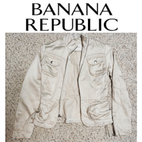 Banana Republic khaki sateen moto bomber - Picture 2 of 9